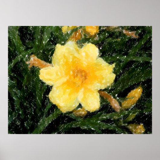 Gelbe Narzisse Blume abstrakte Originalkunst Poster (Vorne)