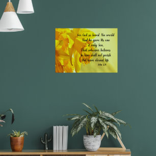 Gelbe Narzisse John 3:16 Für Gott hat die Welt so  Poster