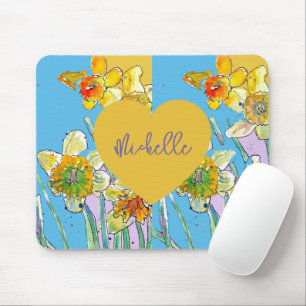 Gelbe Narzisse Lila floral Frau Mauspad