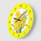 Gelbe Narzissen auf gelber BlumenWanduhr Große Wanduhr (Winkel)