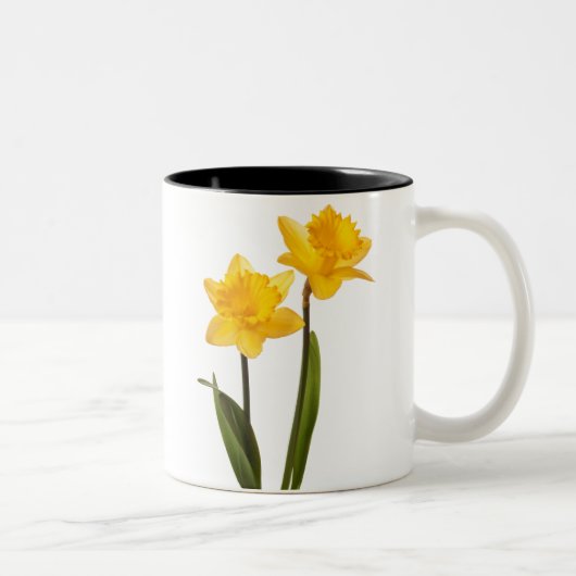 Gelbe Narzissen auf Weiß - Narzissen-Blumen-freier Zweifarbige Tasse (Rechts)