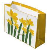 Gelbe Narzissen-Blumen Große Geschenktüte (Rückseite Schrägansicht)