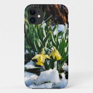 Gelbe Narzissen-Blumen im Schnee Case-Mate iPhone Hülle