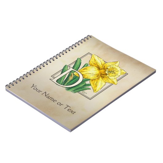 Gelbe Narzissen-personalisiertes Monogramm Notizblock (Linke Seite)