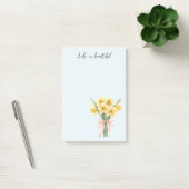 Gelbe Narzissenblumen Pfirsich-Schleife Post-it Klebezettel (Büro)