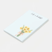 Gelbe Narzissenblumen Pfirsich-Schleife Post-it Klebezettel (angewinkelt)