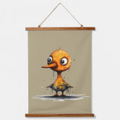 Gelbe Nasse Abstrakte Angry Duck Wandteppich Mit Holzrahmen (Vorderseite)