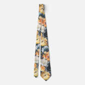 Gelbe Navy Blue Rose Floral Neck Tie Krawatte (Rückseite)
