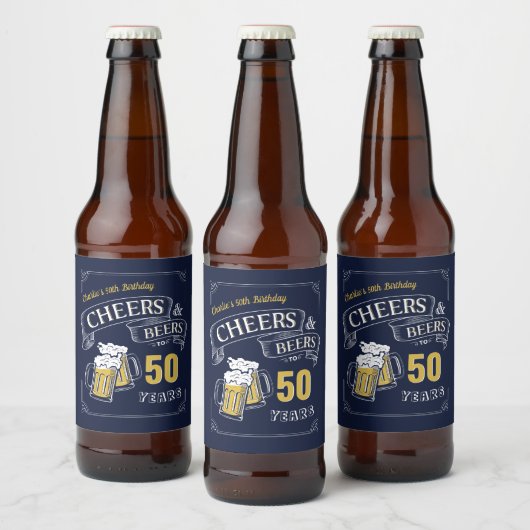 Gelbe Navy-Cheers und Biere jeden Alters Geburtsta Bierflaschenetikett (Flaschen)