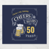 Gelbe Navy-Cheers und Biere jeden Alters Geburtsta Bierflaschenetikett (Einzelnes Label)