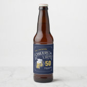 Gelbe Navy-Cheers und Biere jeden Alters Geburtsta Bierflaschenetikett (Vorderseite)