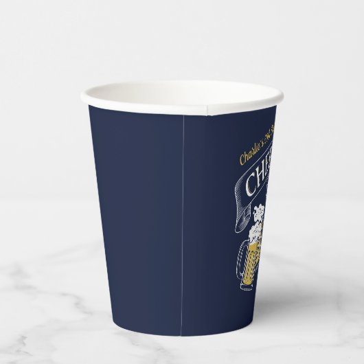 Gelbe Navy-Cheers und Biere jeden Alters Geburtsta Pappbecher (Rechts)