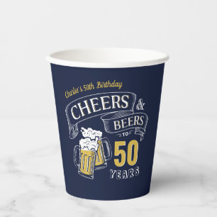 Gelbe Navy-Cheers und Biere jeden Alters Geburtsta Pappbecher