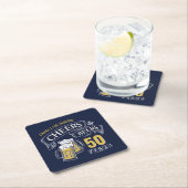 Gelbe Navy-Cheers und Biere jeden Alters Geburtsta Rechteckiger Pappuntersetzer (Vor Ort)