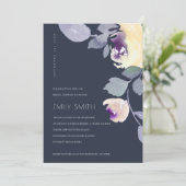 GELBE NAVY LILAC FLORAL BRAUTPARTY EINLADEN DANKESKARTE (Stehend Vorderseite)