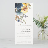 Gelbe Navy Sonnenblume Aquarellblume Verlobung Einladung (Stehend Vorderseite)
