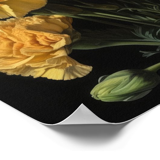 Gelbe Nelken Blume Art Print Poster (Ecke)