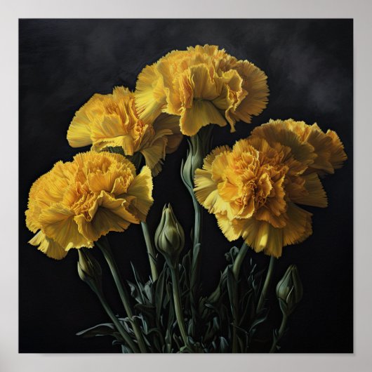 Gelbe Nelken Blume Art Print Poster (Vorne)
