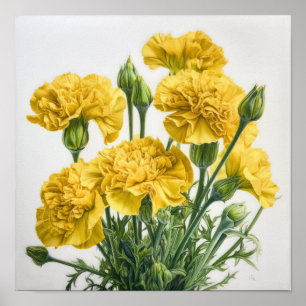 Gelbe Nelken Blumen Kunst Druck Poster