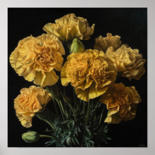 Gelbe Nelken-Blumenkunst-Druckposter Poster