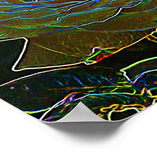 Gelbe Neon-Rose Poster (Ecke)