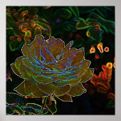 Gelbe Neon-Rose Poster (Vorne)
