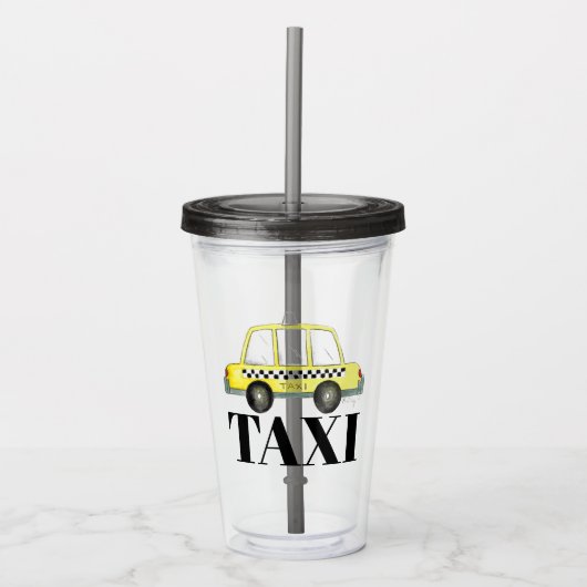 Gelbe New Yorker Taxi-Kab NYC Acryltrinkbecher (Vorderseite)