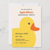 Gelbe niedliche Ente Geburtstag Einladung (Vorderseite)