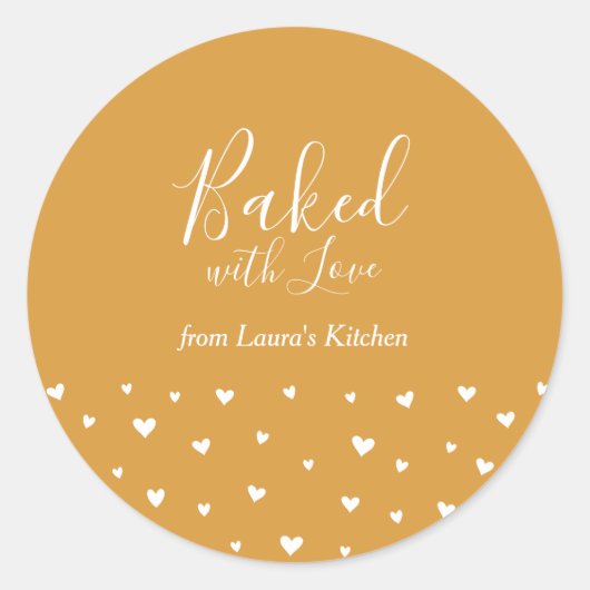 Gelbe Niedliche Herzen gebacken mit Aufkleber für  (Vorderseite)