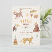 Gelbe Niedliche Illustrierte Kinder Geburtstag Einladung (Stehend Vorderseite)