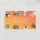 Gelbe Niedliche kleine Hunde Sitzgelegenheit Visitenkarte (Rückseite)