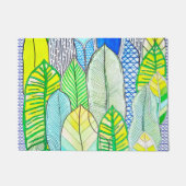 Gelbe Niedliche moderne tropische Boho-Blätter Fußmatte (Vorderseite)
