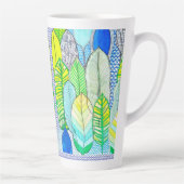 Gelbe Niedliche moderne tropische Boho-Blätter Milchtasse (Rechts)