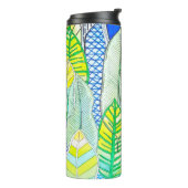 Gelbe Niedliche moderne tropische Boho-Blätter Thermosbecher (Nach links gedreht)