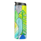 Gelbe Niedliche moderne tropische Boho-Blätter Thermosbecher (Nach rechts gedreht)