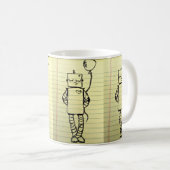 Gelbe Notizblock-Roboter-Skizze-Tasse Kaffeetasse (VorderseiteRechts)