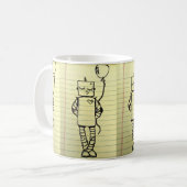 Gelbe Notizblock-Roboter-Skizze-Tasse Kaffeetasse (Vorderseite Links)