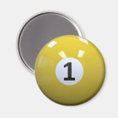 Gelbe Nr. 1 Billiard Pool Ball Magnet (Vorderseite/Rückseite)