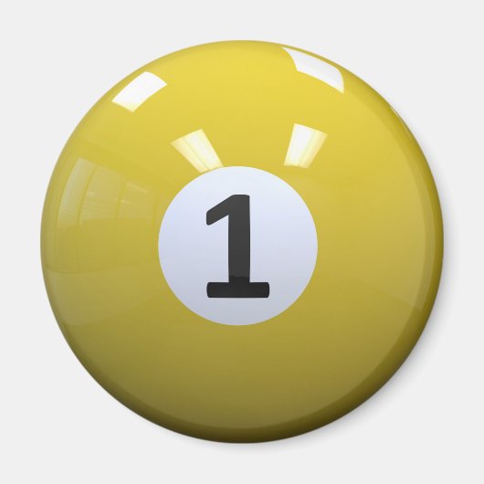 Gelbe Nr. 1 Billiard Pool Ball Magnet (Vorne)