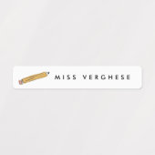 Gelbe Nr. 2 Bleistift-Lehrer Personalisiert Name Etiketten (Design 1)