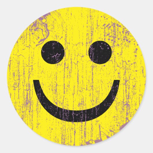 GELBE OBERFLÄCHE - DISTRESSEL UND ALTER RUNDER AUFKLEBER (Vorderseite)