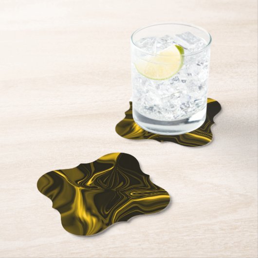 Gelbe oder goldene Kurven auf einem braunen Bild Untersetzer (Vor Ort)