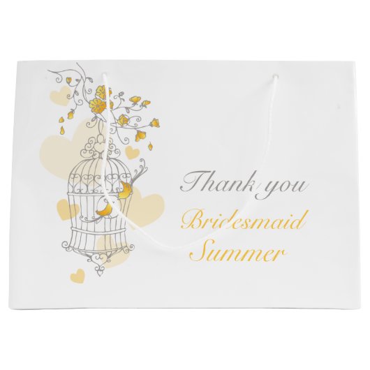 Gelbe, offene Vogelkäfig-Gastgeschenk Hochzeit Große Geschenktüte (Vorderseite)