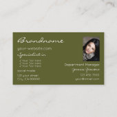 Gelbe Olive Glitzer Stars mit Logo und Foto Visitenkarte (Rückseite)