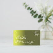 Gelbe Olive Glitzer Stars mit Logo und Foto Visitenkarte (Stehend Vorderseite)