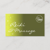 Gelbe Olive Glitzer Stars mit Logo und Foto Visitenkarte (Vorderseite)