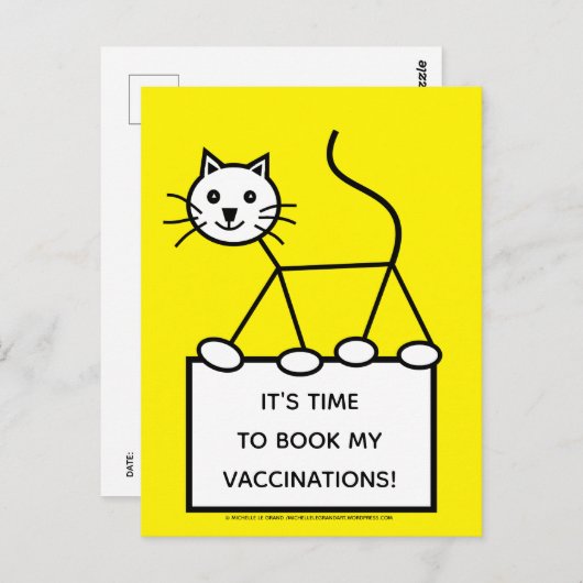 Gelbe Operation Katze Impfung Erinnerung Postkarte (Vorne/Hinten)