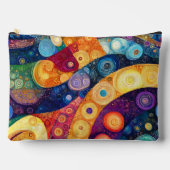 GELBE ORANGE BLAU LILA ABSTRAKTE FORMEN ZUBEHÖRTASCHE (Vorderseite)