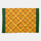 Gelbe Orange Gingham Karierte grüne Grenzen Geschirrtuch (Horizontal)