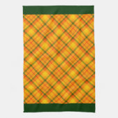 Gelbe Orange Gingham Karierte grüne Grenzen Geschirrtuch (Vertikal)